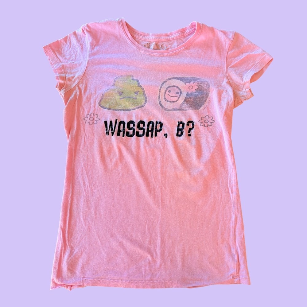 Y2K Classics Pink "Wassap B" Graphic Tee Shirt Scene #17